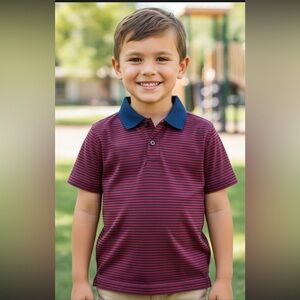 Properly Tied Size 7 Red and Navy Striped Performance Polo